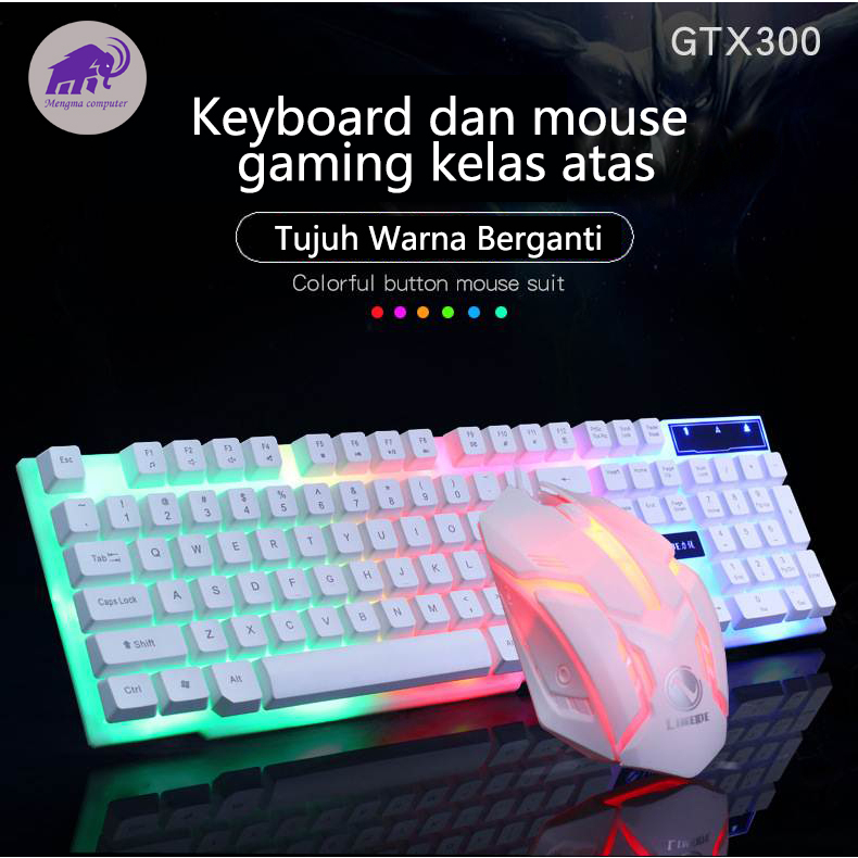 CAHAYA MA MENGMA คีย์บอร์ดและเมาส์สําหรับเล่นเกมพร้อมไฟ RGB / รวมเมาส์และคีย์บอร์ด - คีย์บอร์ดแบบกลไกสําหรับ PC Desktop และแล็ปท็อป - สาย USB / คีย์บอร์ดคอมพิวเตอร์คุณภาพสูง