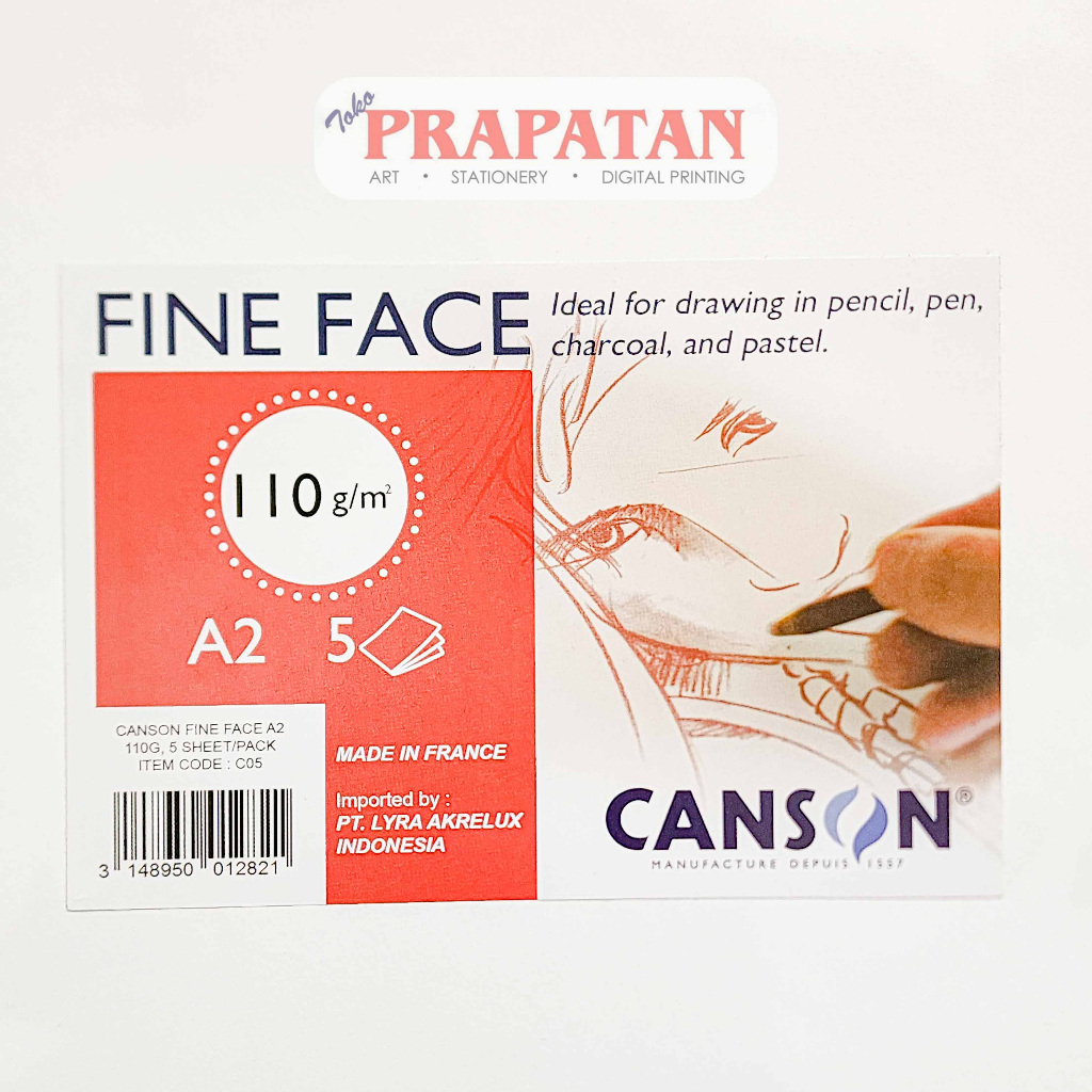 กระดาษวาดภาพ Canson Fine Face A2 110Gsm กระดาษวาดภาพ