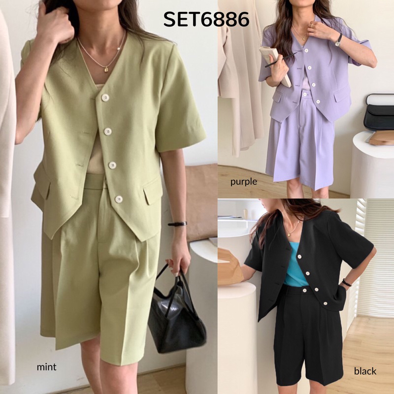 [FG] Posh Blazer with Midi Long Shorts Set SET6886