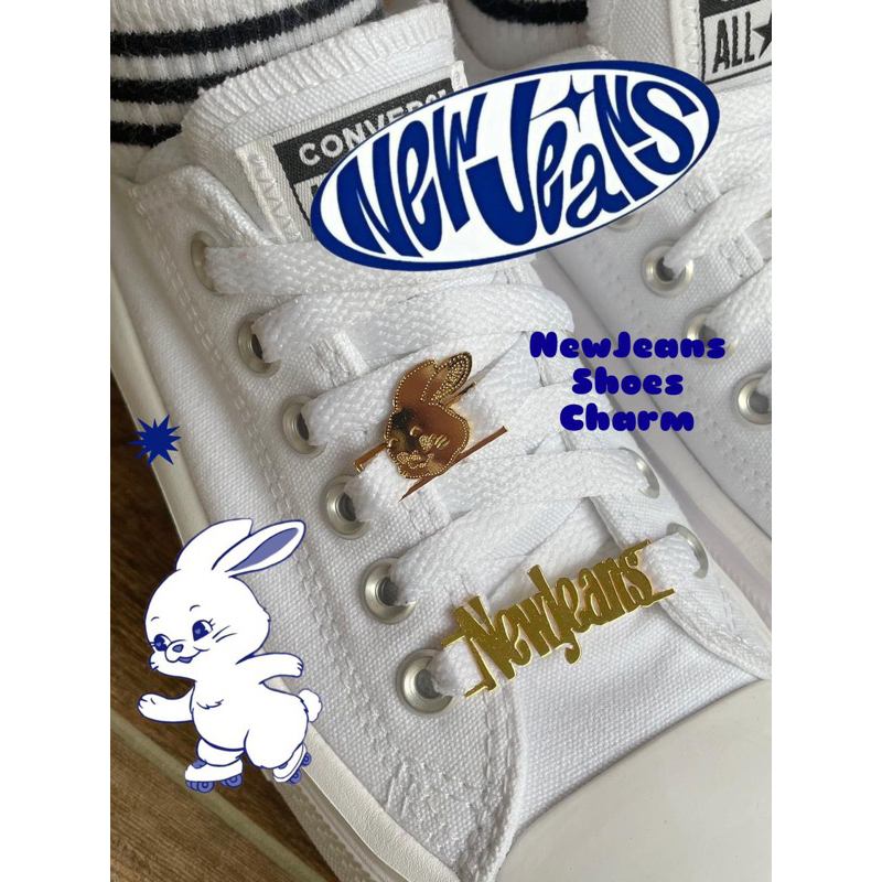 Newjeans Tokkie Bunnie NJ ตัวอักษร รองเท้า charm Jibbitz เกาหลี ไทเทเนียม อุปกรณ์ตกแต่งรองเท้า