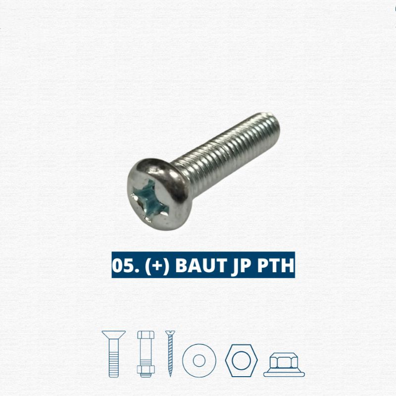 (100 ชิ้น) JP M6 สกรูไขควงหัวกระทะ Plus Thread Pitch 1.00 สีขาว - น็อตคลิปโบลท์มือจับ