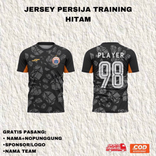 เสื้อกีฬาแขนสั้น ลายทีม Persija สีดํา พรีเมี่ยม ฟรีชื่อหลัง