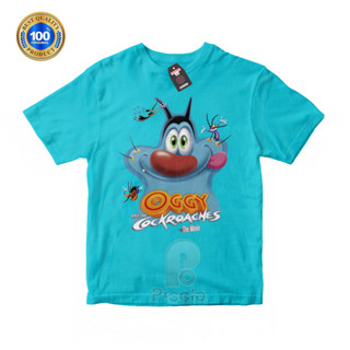 (ฟรีชื่อ) เสื้อยืด ผ้าฝ้าย พิมพ์ลายการ์ตูนอนิเมชั่น MOTIF OGGY AND THE COCKROACHES UNISEX COTTUN สําหรับเด็ก