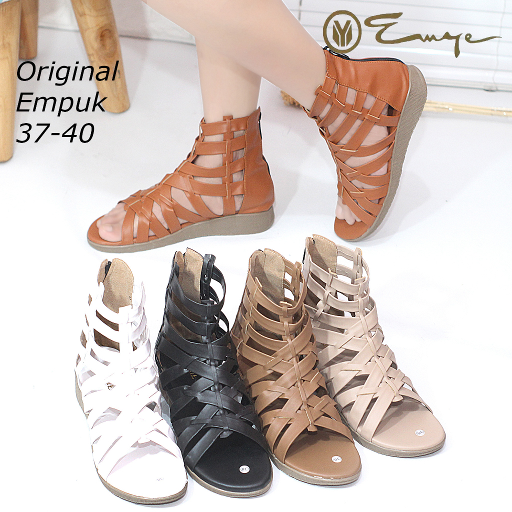 Khans - รองเท้าแตะ Gladiator Flathoes สําหรับผู้หญิงซิปสายไขว้