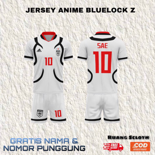 เสื้อกีฬาแขนสั้น ลายทีม Jersey Bluelock Z White Premium ฟรีไซซ์