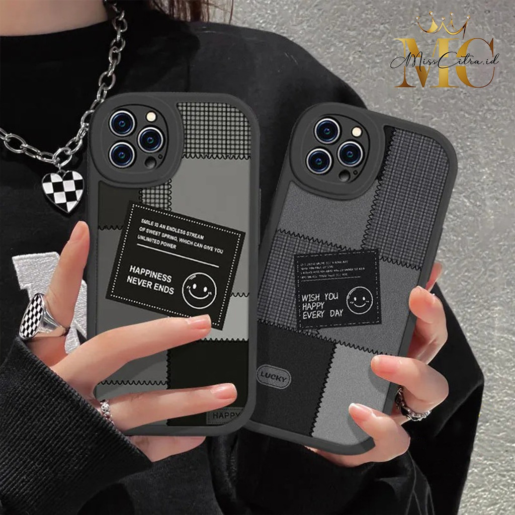 Hitam Ss818 SS819 BLACK SMILEY MOTIF SILICONE SOFTCASE สําหรับ SAMSUNG A22 A33 A34 A50 A50S A51 A52 