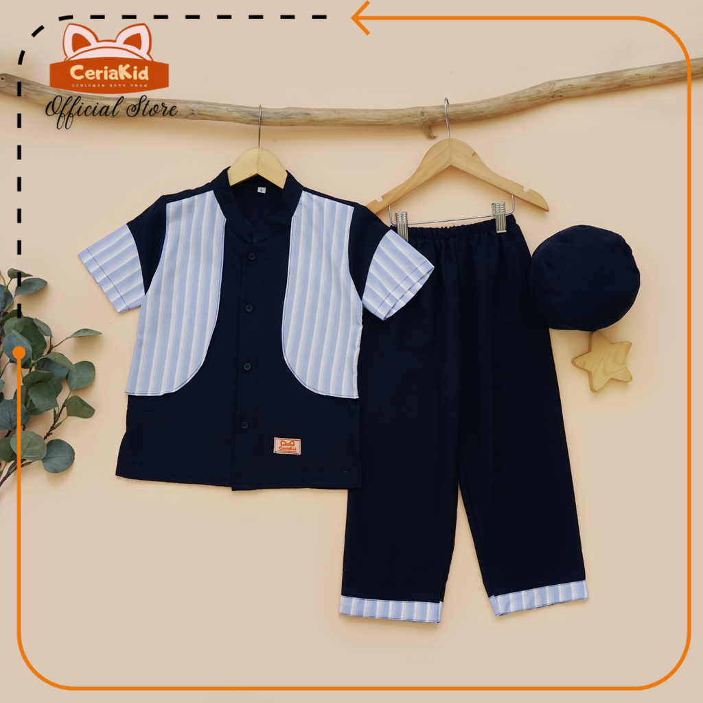 [Ceriakid] Koko Anak One Set เสื้อและกางเกงโบนัส Peci 0 1 2 4 5 6 7 8 9 ปี