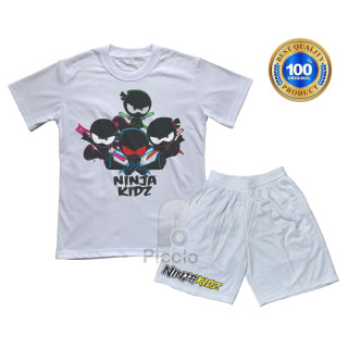 (ฟรีชื่อ) เสื้อยืด ผ้าฝ้าย พิมพ์ลาย NINJA KIDZ MOTIF UNISEX สําหรับเด็ก