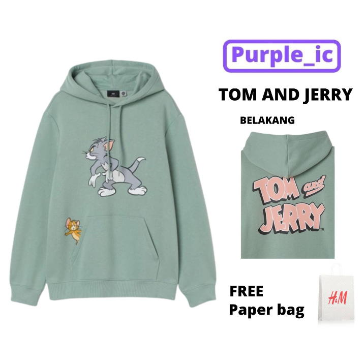 Hijau 7.7 Hoodie Hoddie เสื้อกันหนาวเสื้อกันหนาวผู้หญิงผู้ชาย Tom And Jerry สีเขียวสีเขียวแท็กเต็ม H