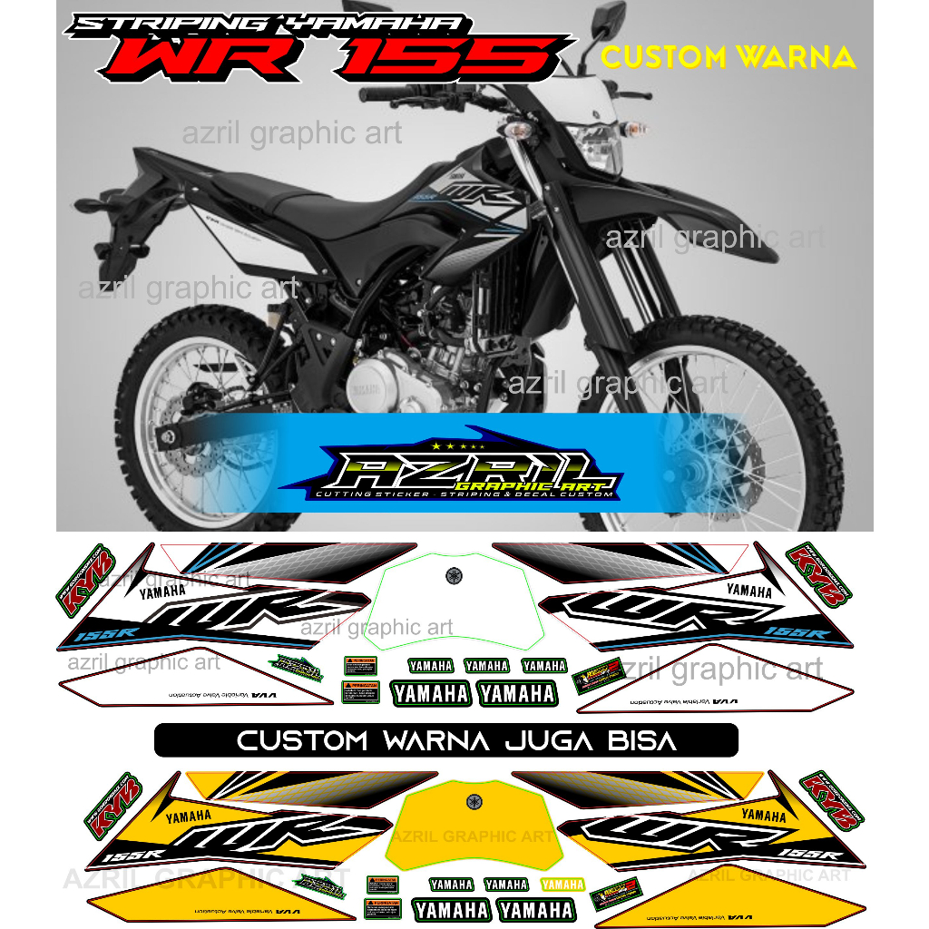 Yamaha WR 155 Black Standard & Variation Striping