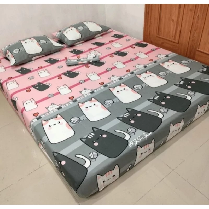 HIJAU UNGU MERAH EMBOSED BED SHEET 180X200 KING BED thumbnail 4