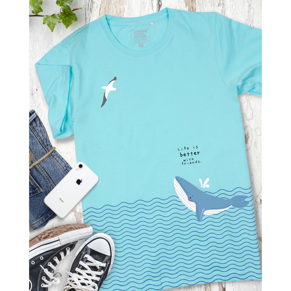 Hijau เสื ้ อยืด HANDESIGN FAMILY EDITION COTTON COMBED BETTER LIFE FRIENDSHIP Mint Green/BETTER1