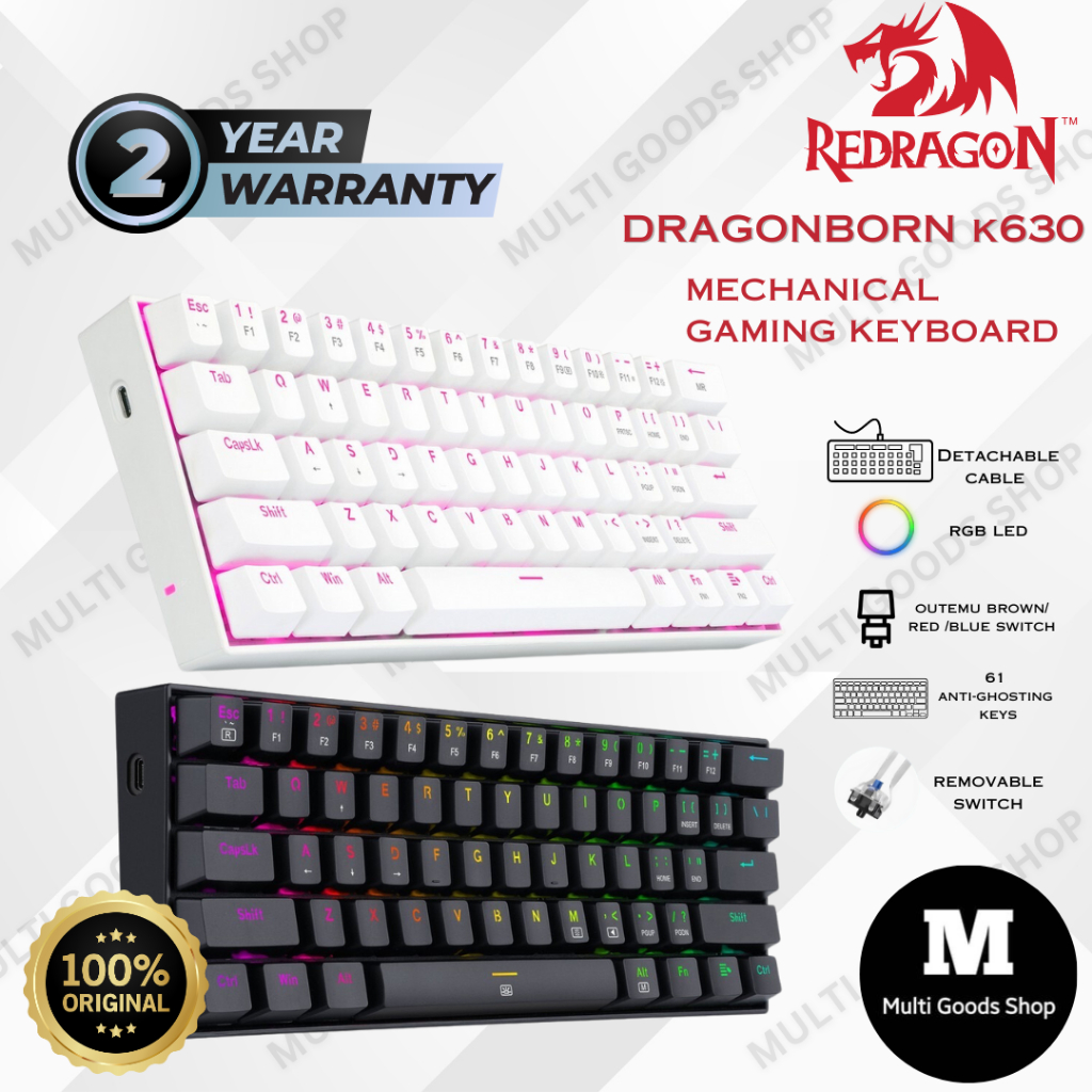 REDRAGON K630W / K630 / K630W RGB / K630 RGB Redagon คีย์บอร์ดเกมกล DRAGONBORN