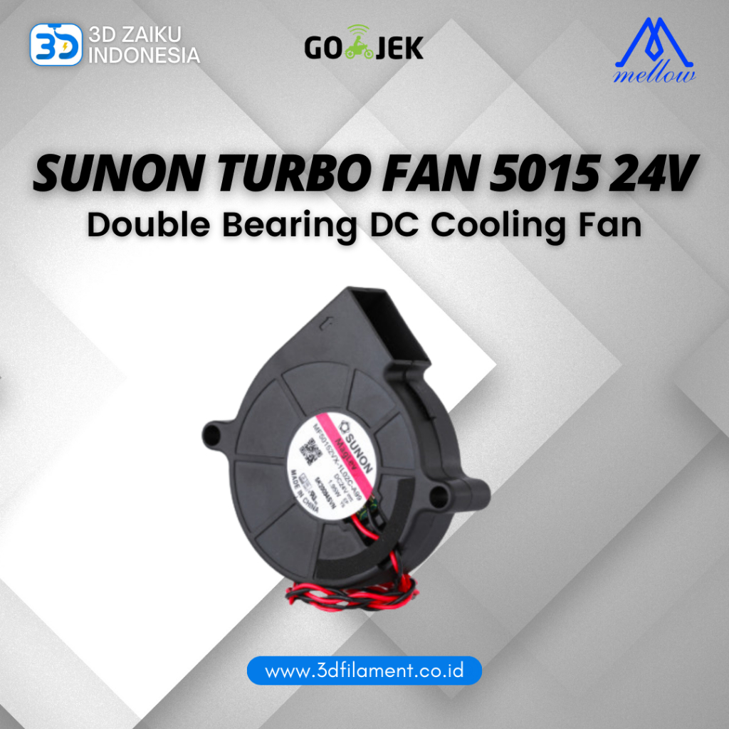 Original Mellow Sunon Turbo Fan 5015 24V แบริ่งคู่ DC พัดลมระบายความร้อน