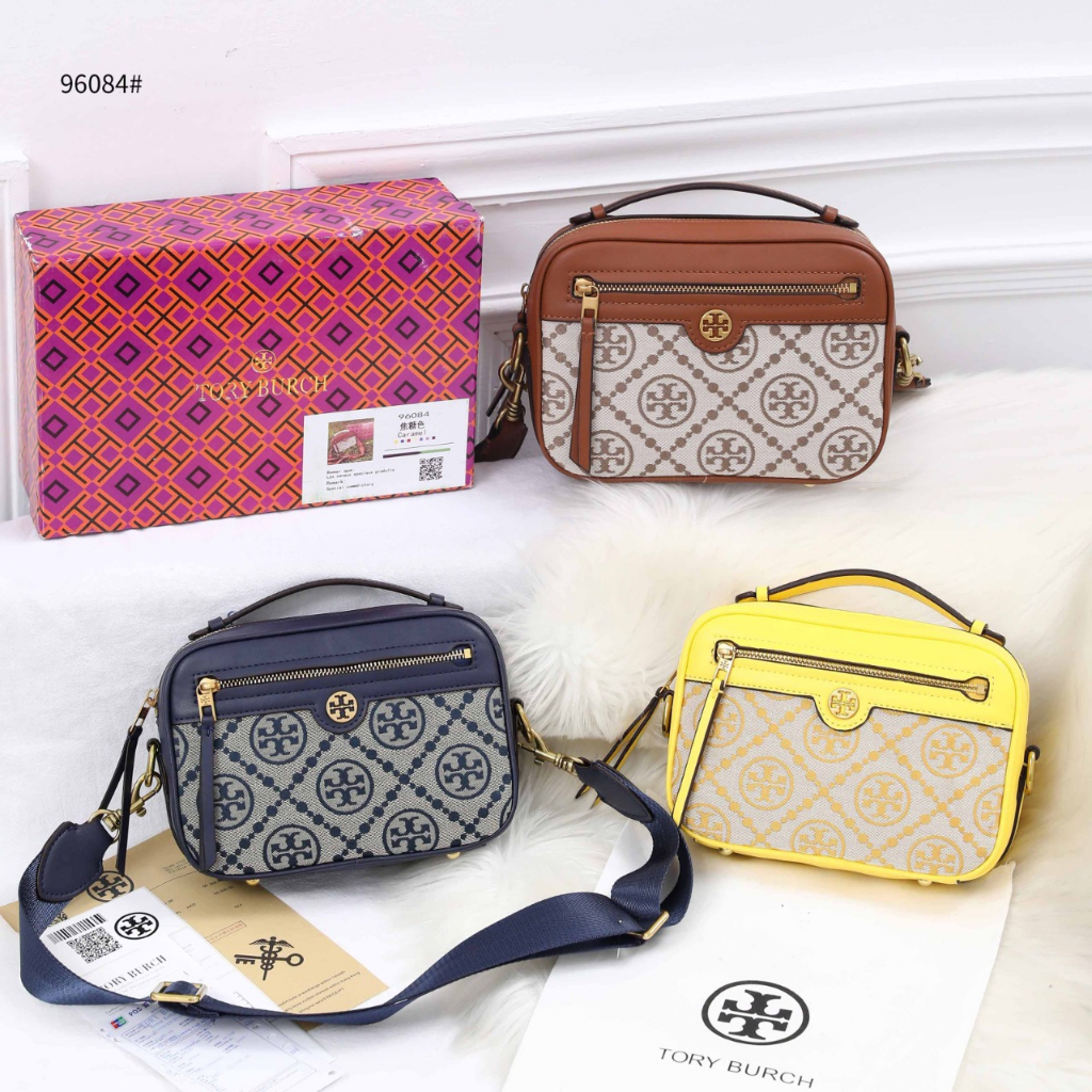 Tory Burch 96084 กระเป๋ากล้อง T-Monogram Jacquard