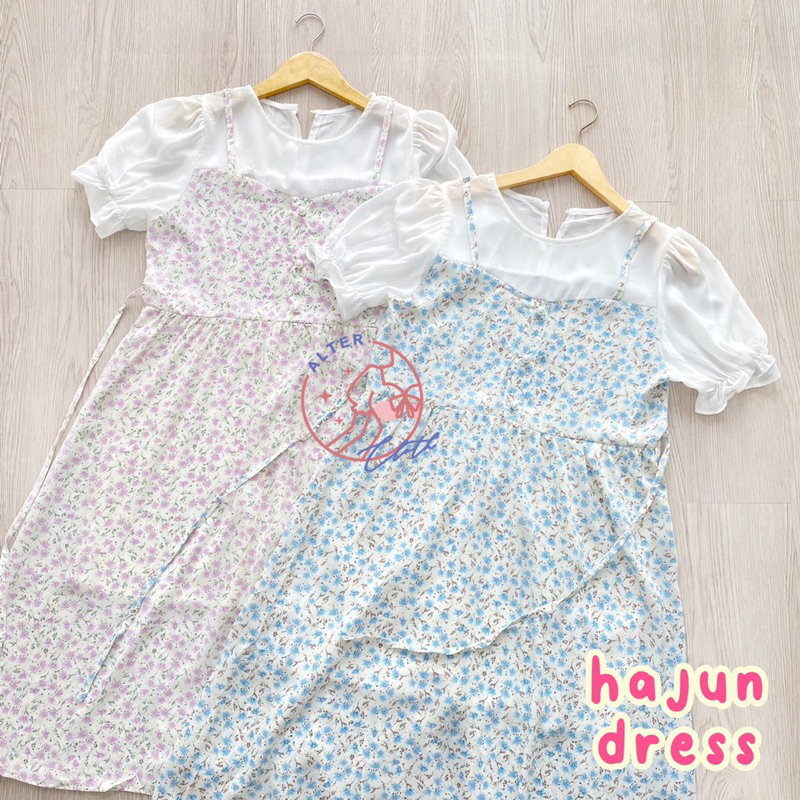 Alter.cloth - HAJUN DRESS | ผู้หญิงแขนสั้น แมกซี่ ชุด พรีเมี่ยมโพลีเอสเตอร์สไตล์เกาหลีดอกไม้แฟชั่นเก