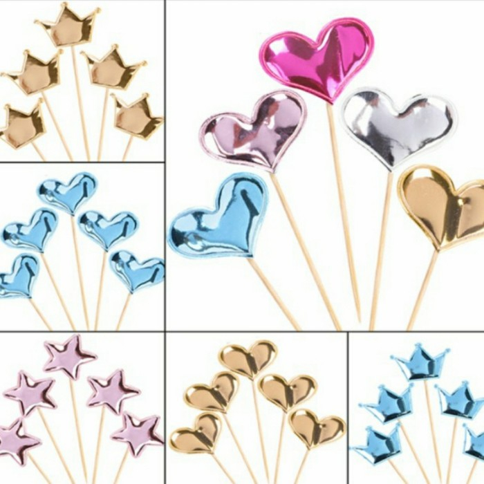 <^ SJA ^> LOVE, STAR และ CROWN BIRTHDAY CAKE TOPPER / BIRTHDAY CAKE DECORTATIONS / LOVE, STAR และ CR