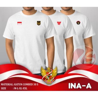 เสื้อยืดผ้าฝ้าย พิมพ์ลายธงชาติอินโดนีเซีย สีแดง และสีขาว ไซซ์ 30s M L XL XXL