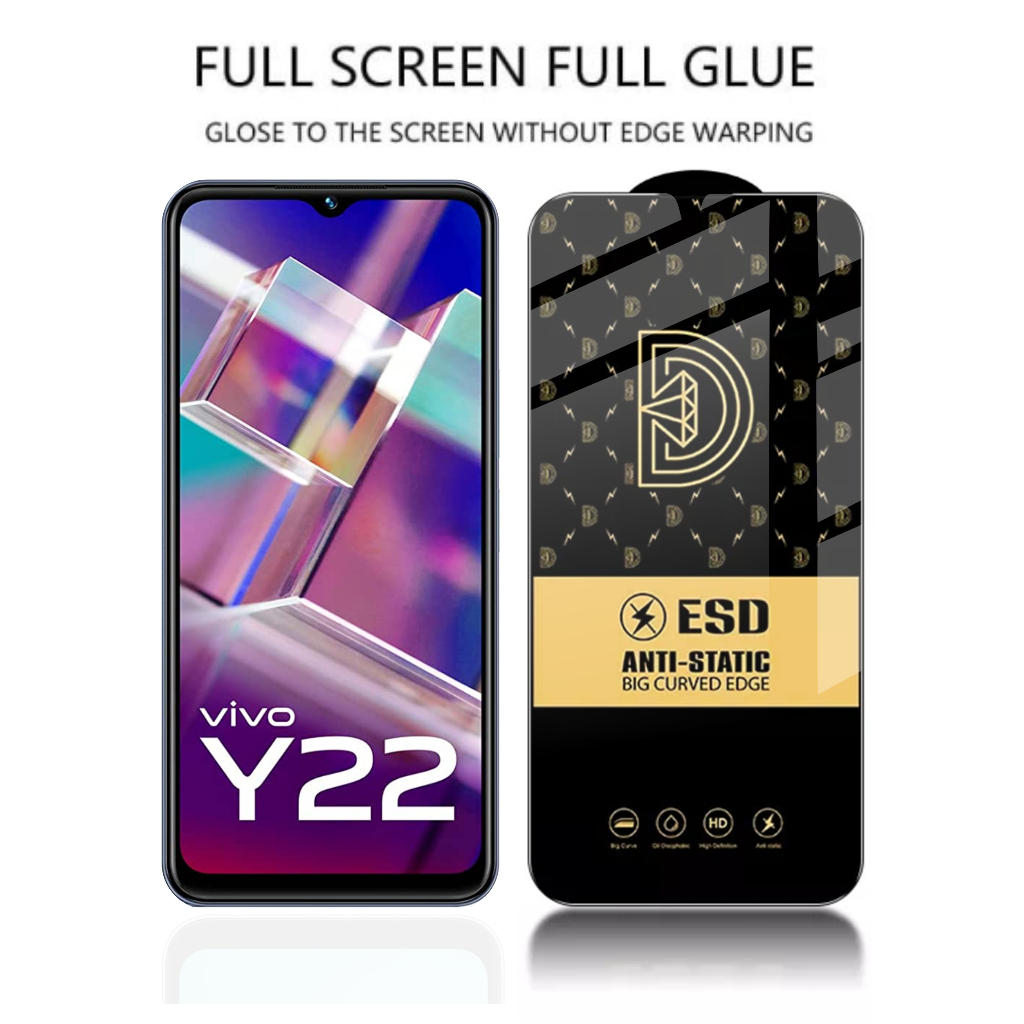 กระจกนิรภัย ESD Vivo Y22 Y22s Anti Static Full Cover Premium