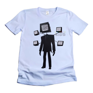 (ฟรีชื่อ) เสื้อยืด พิมพ์ลายตัวละคร SKIBIDI TOILET "TV MAN" พรีเมี่ยม สําหรับเด็ก