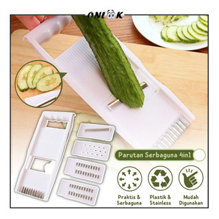 Perlengkapan Dapur 4in1 Serbaguna/Alat Pengiris Praktis Untuk Wortel Buah Sayur Kentang Multifungsi
