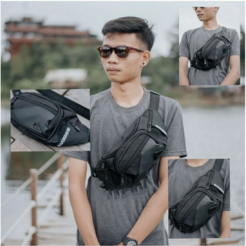 Quicksilver TAS QUICKSILVER SELEMPANG BAG QUICKSILVER WAISTBAG QUICKSILVER SUPER PREMIUM IRON LOGO WATERPROOF WAIST BAG