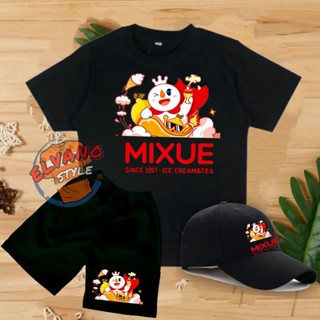 ชุดเสื้อยืด และกางเกงขาสั้น ลาย MIXUE ICE CREAM สําหรับเด็ก