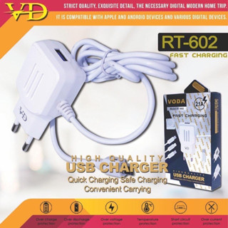 สายชาร์จ VODA RT-602 1PORT USB 2.1A+MICRO USB Cable/V8