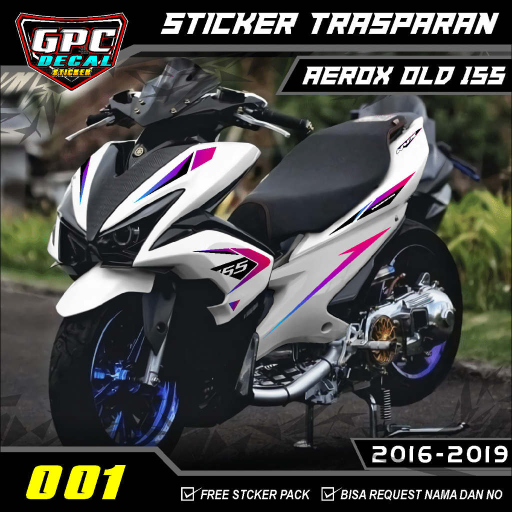 TRANSPATAN STRIPING YAMAHA AEROX 155 OLD 2016-2019 MOTORCYCLE LIST VARIATIONS COOL MINIMALIST DESIGN