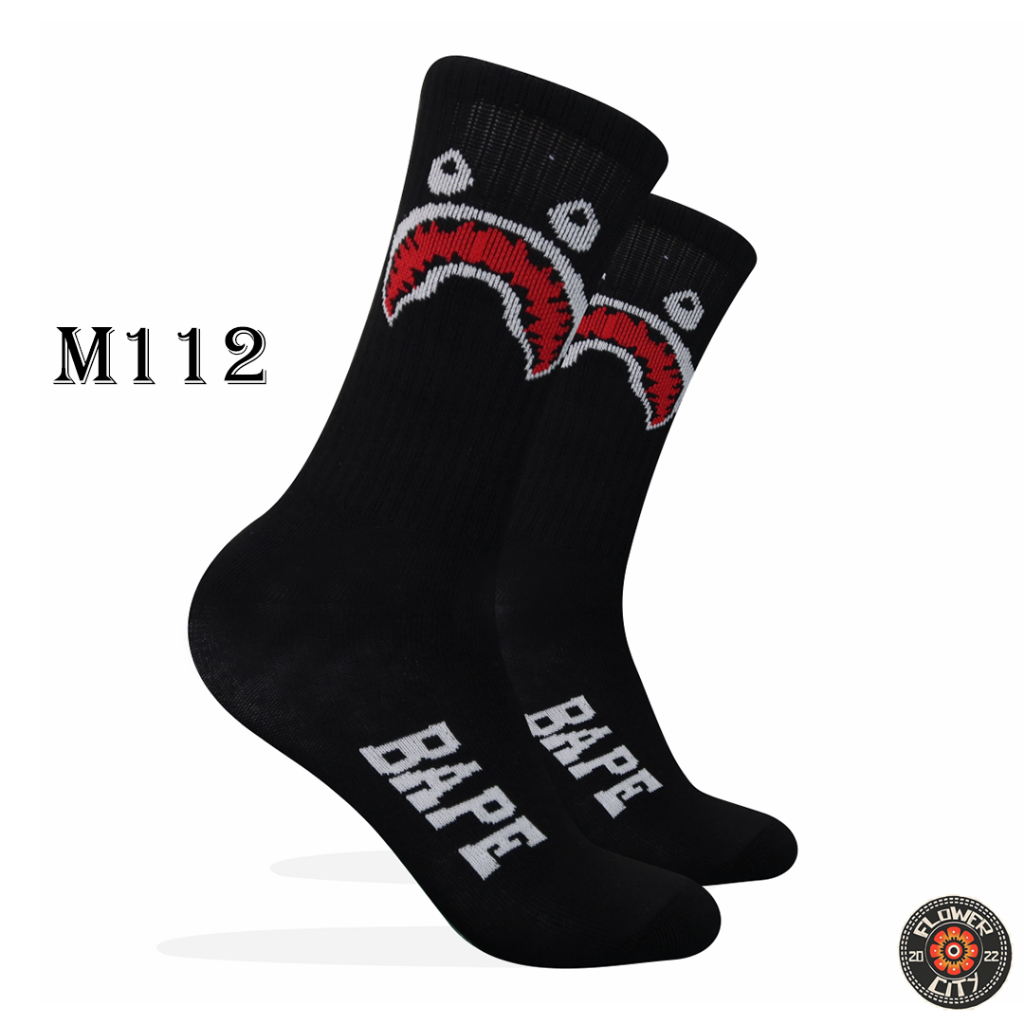 ถุงเท้า Oldschool Motif - สีดํา - Series M - (FC) No. M112