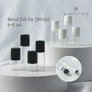 Botol Roll On Kaca Clear - Bola Roller Besi / Stainless - Tutup Plastik Hitam Putih - Essential Oil Parfum Travel - RO16