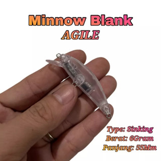 เหยื่อล่อเปล่า ULTRA LIGHT MINNOW MINOW SINKING ex - AGILE 6 กรัม 5.5 ซม.