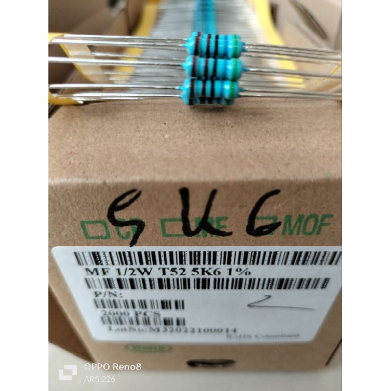 1/2W 1% 5K6 TAIWAN ม้วนต้านทาน