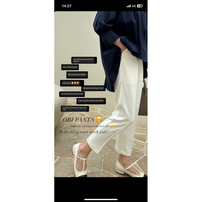 Obi Pants (ใหม่ทั้งเวลา) Jii Gloria อกาธา ไวท์ ไซส์ Medium