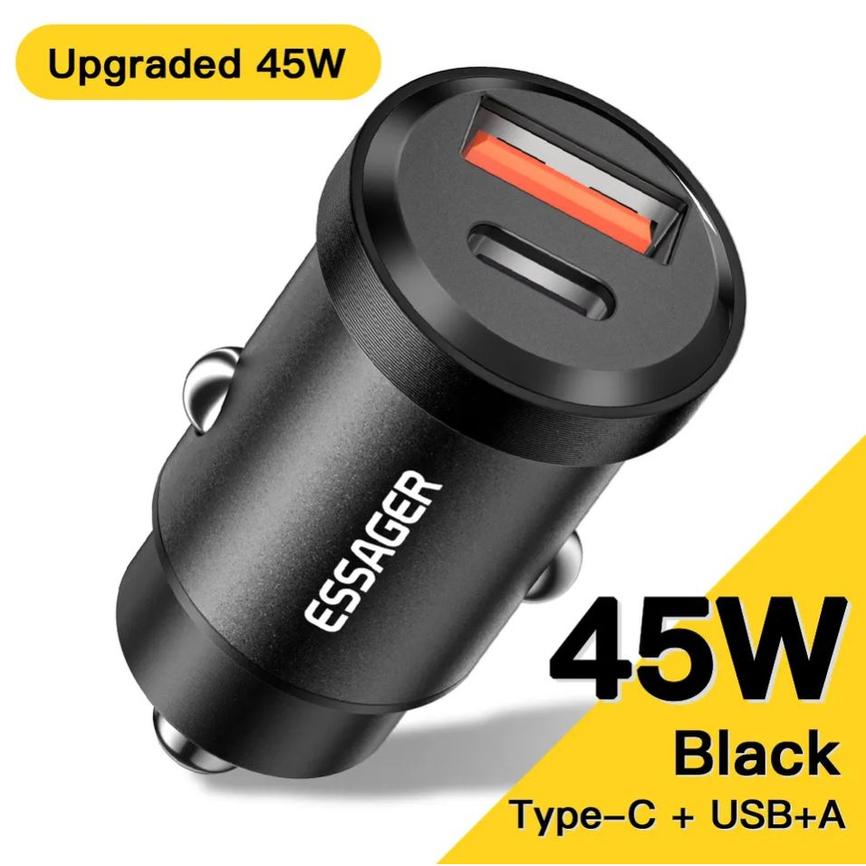 Essager Charger Fast Car Charger 45W USB และ Input Type สําหรับรถยนต์รถจักรยานยนต์รถบรรทุกอะแดปเตอร์