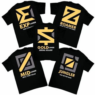 เสื้อยืด พิมพ์ลาย Kaos Kaos Distro Game Mobile Legend All Role Mid Exp Jungler Roamer สีทอง สําหรับผู้ชาย และผู้หญิง 24s