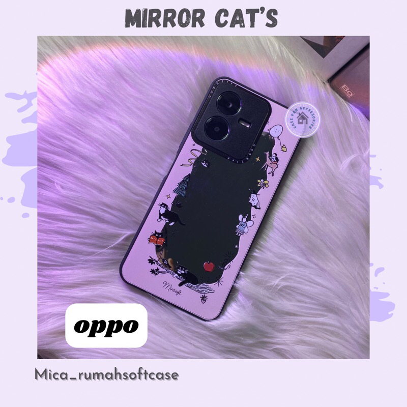 กรณีกระจกแมว OPPO A74 4G A95 4G A57 2022 A77S REN0 5 REN0 7 4G REN0 8 4G REN0 8T 4G REN0 6 4G REN0 5