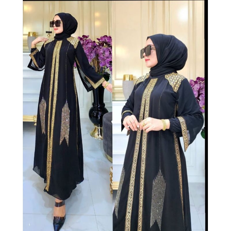 TURKEY ABAYA GAMIS EMBROIDERED SEQUENCE VIVIAN CAPE SLEEVES