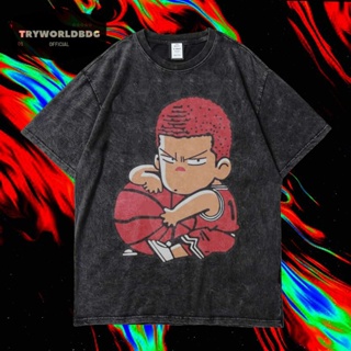 Tryworldbdg เสื้อยืด พิมพ์ลาย "HANAMICHI SAKURAGI" อย่างเป็นทางการ | เสื้อเชิ้ต ซักได้ | หินล้าง | เสื้อยืด ขนาดใหญ่ | เสื้อยืด ลาย Hanamichi SAKURAGI ICON WASHING VINTAGE