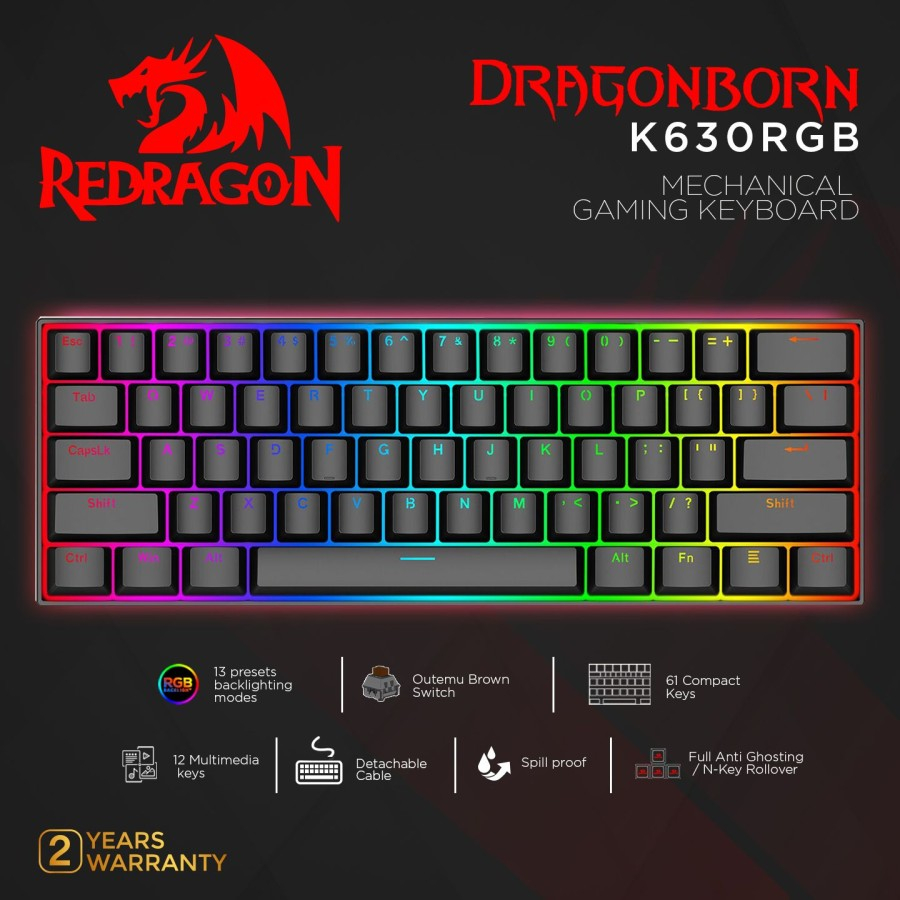 REDRAGON Reddragon Mechanical Gaming Keyboard RGB DRAGONBORN - K630RGB
