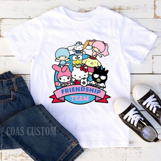 [ฟรีชื่อพิมพ์] เสื้อยืด พิมพ์ลายตัวละคร sanrio สําหรับเด็ก