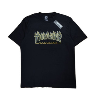 เสื้อยืด THRASHER FLAME OUTLINE สีเหลือง สีดํา