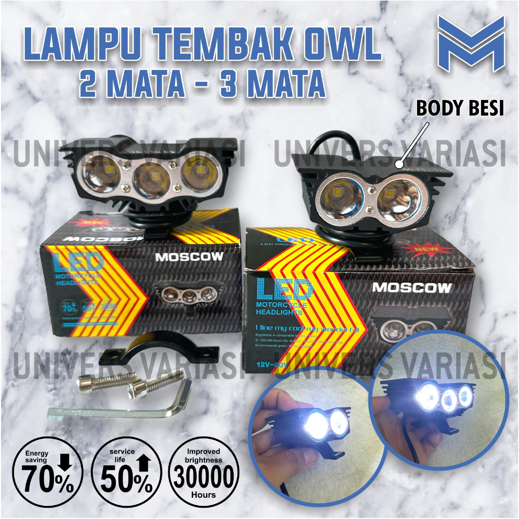 MATA สีขาว SPOTLIGHT OWL รุ่น LED CREE ยิง 3 EYES 2 EYES AC/DC แฟลช 85V 4W 6W PNP รถ BIKE BOLT BRACK
