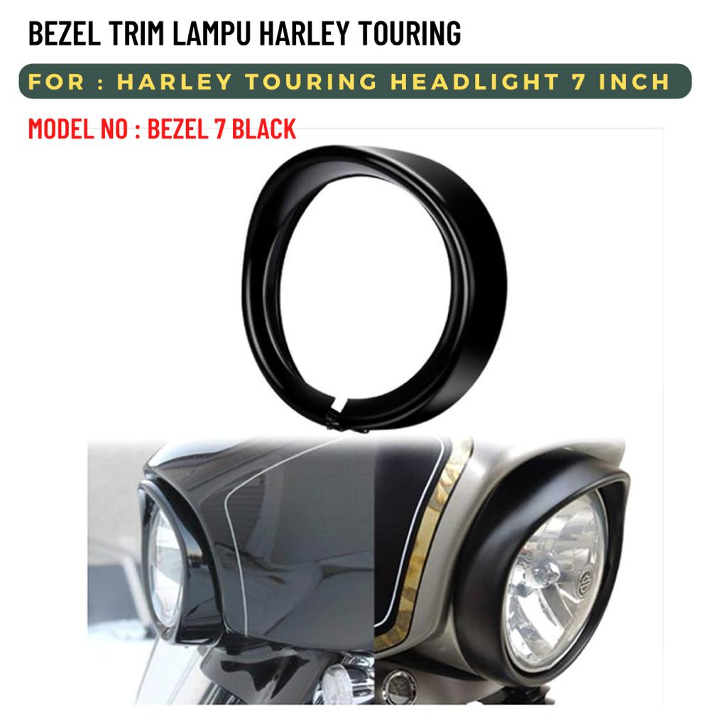 7 INCH HEADLIGHT BEZEL TRIM HARLEY TOURING BEZEL 7 สีดํา