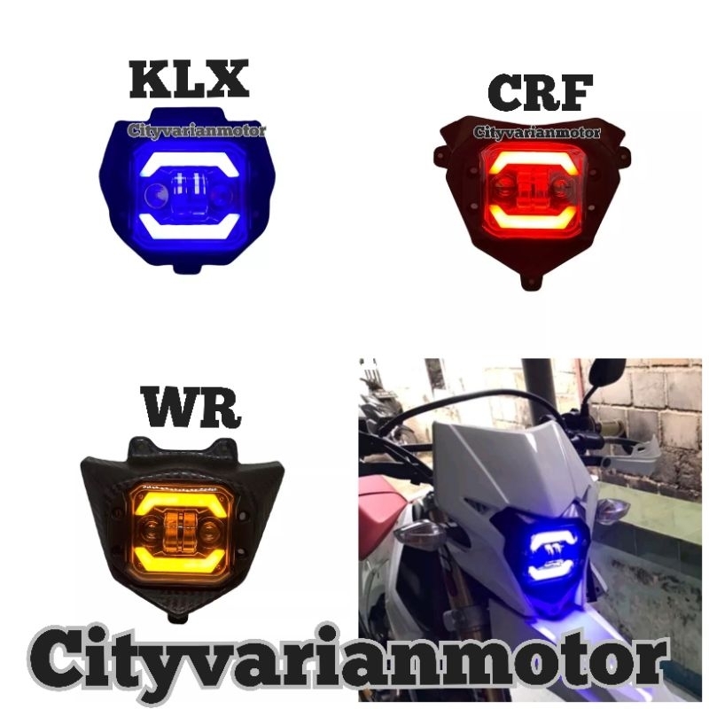 CRF 150 KLX 150 WR155R LED ไฟหน้าหนึ่งชุด PNP ฝาครอบโคมไฟ CRF KLX WR 155 ขายปลีก CRF 150L KLX WR 155