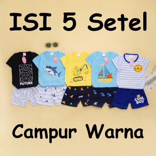 (ISI 5 SETEL) Setelan Anak Bayi Laki Laki Korean / Baju Bayi Laki Laki / Baju Anak Laki Laki / Baju Anak Anak / Kaos Anak Laki Laki/ Baju Anak Style Import 0 - 4 Tahun Xiao Wei Baby & Kids Wear
