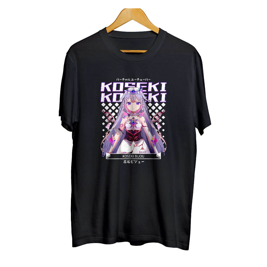 Koseki BIJOU vtuber อะนิเมะเสื้อยืด distro อนันต์ - HOLOLIVE ENG วัสดุหวี 30s