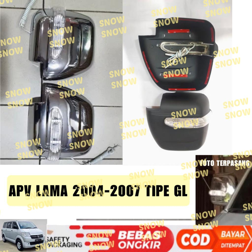 Hitam เก่า Suzuki APV ฝาครอบกระจกมองหลัง 2004 2006 2007 ประเภท GL รุ่นเปลี่ยนไฟเลี้ยวโครเมียมสีดํา