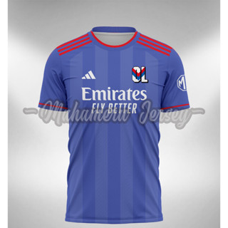 เสื้อกีฬาแขนสั้น ลายทีม Jersey Lyon Away 2023 2024