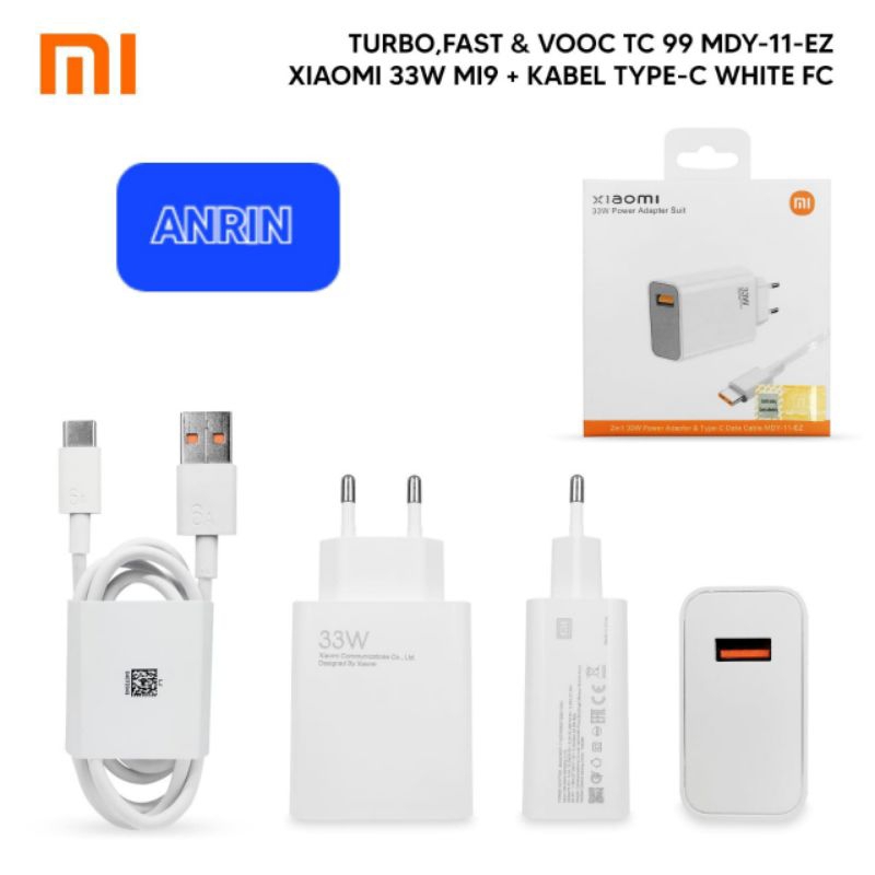 TRAVEL CHARGER XIAOMI TURBO MDY-11-EZ 33 WATT MICRO TYPE-C ชาร์จเร็วดั้งเดิม